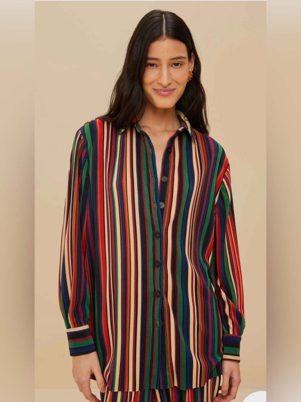 FARM Rio Multicolor Pipa Stripes Pleated Shirt